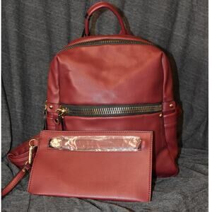 NEW Deluxity 2 Piece Set Mini Backpack and Wallet Red NWT